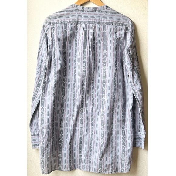 Matta Blue Gray Abstract Print Striped Button Up Tunic Shirt Sz L - Picture 5 of 12